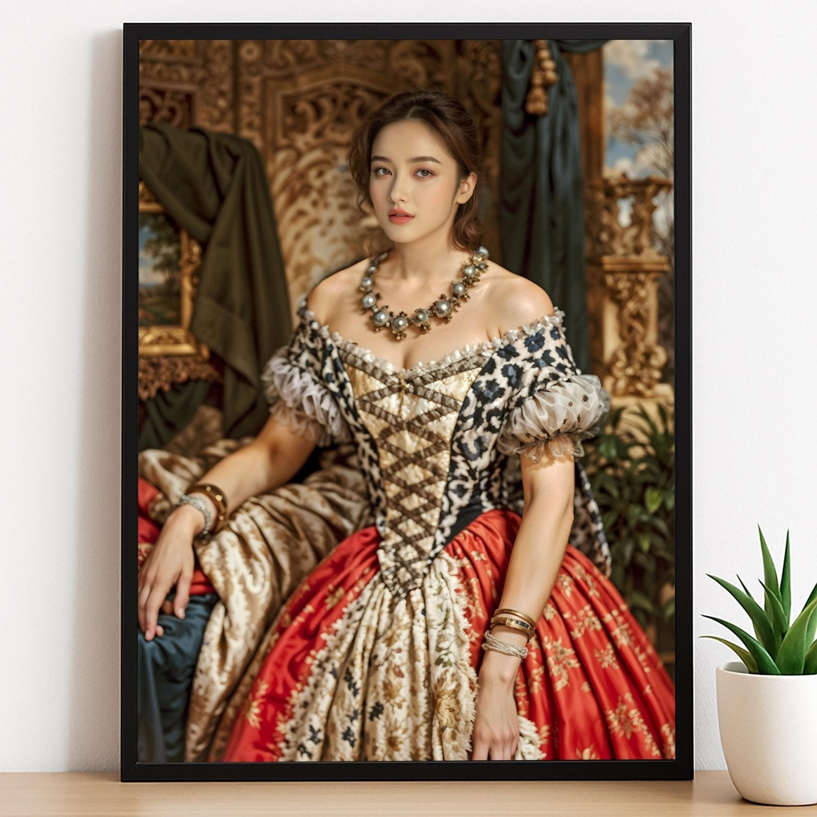 Custom Baroque Queen Painting for Women - Human Portrait - Female - Furr and Family