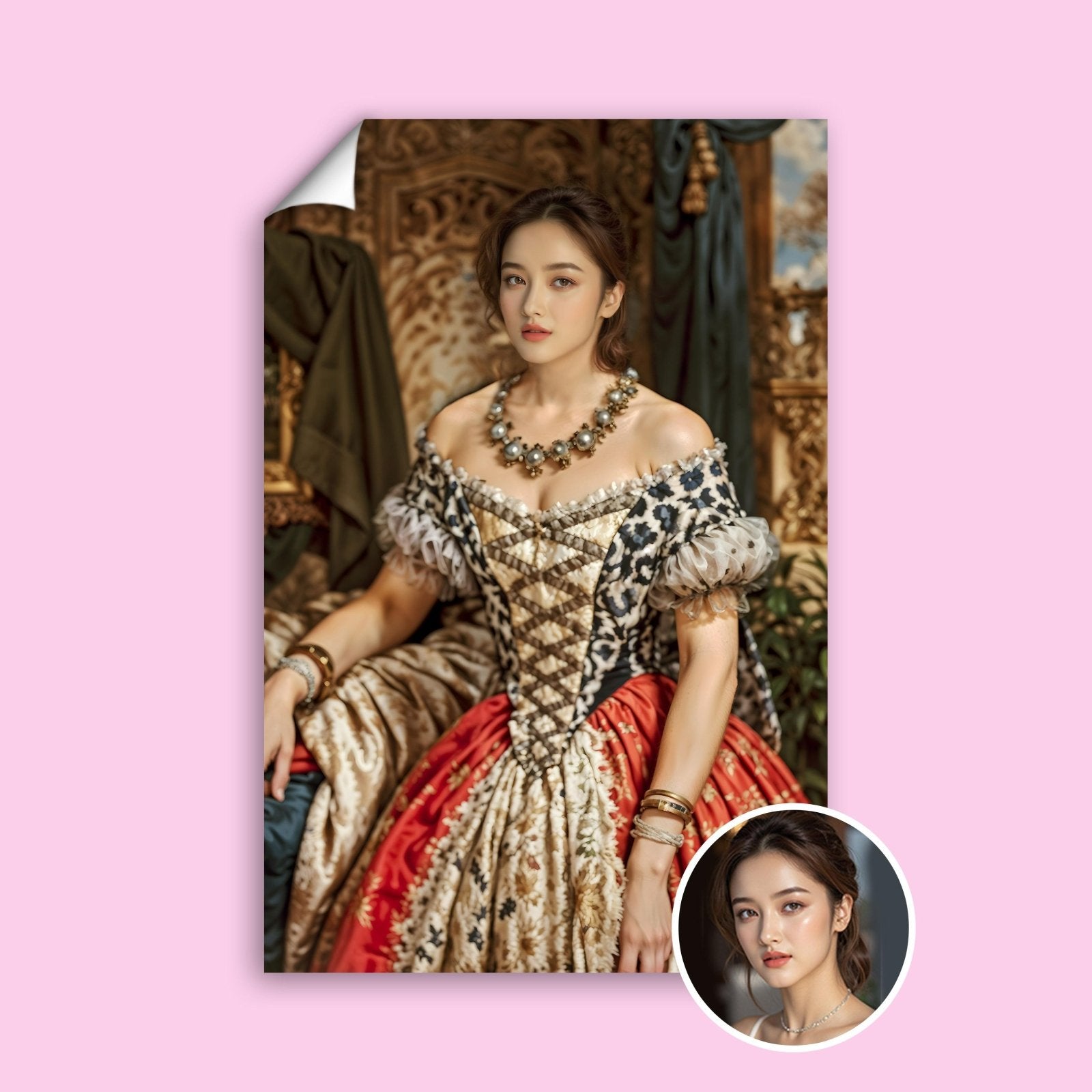 Custom Baroque Queen Painting for Women - Human Portrait - Female - Furr and Family