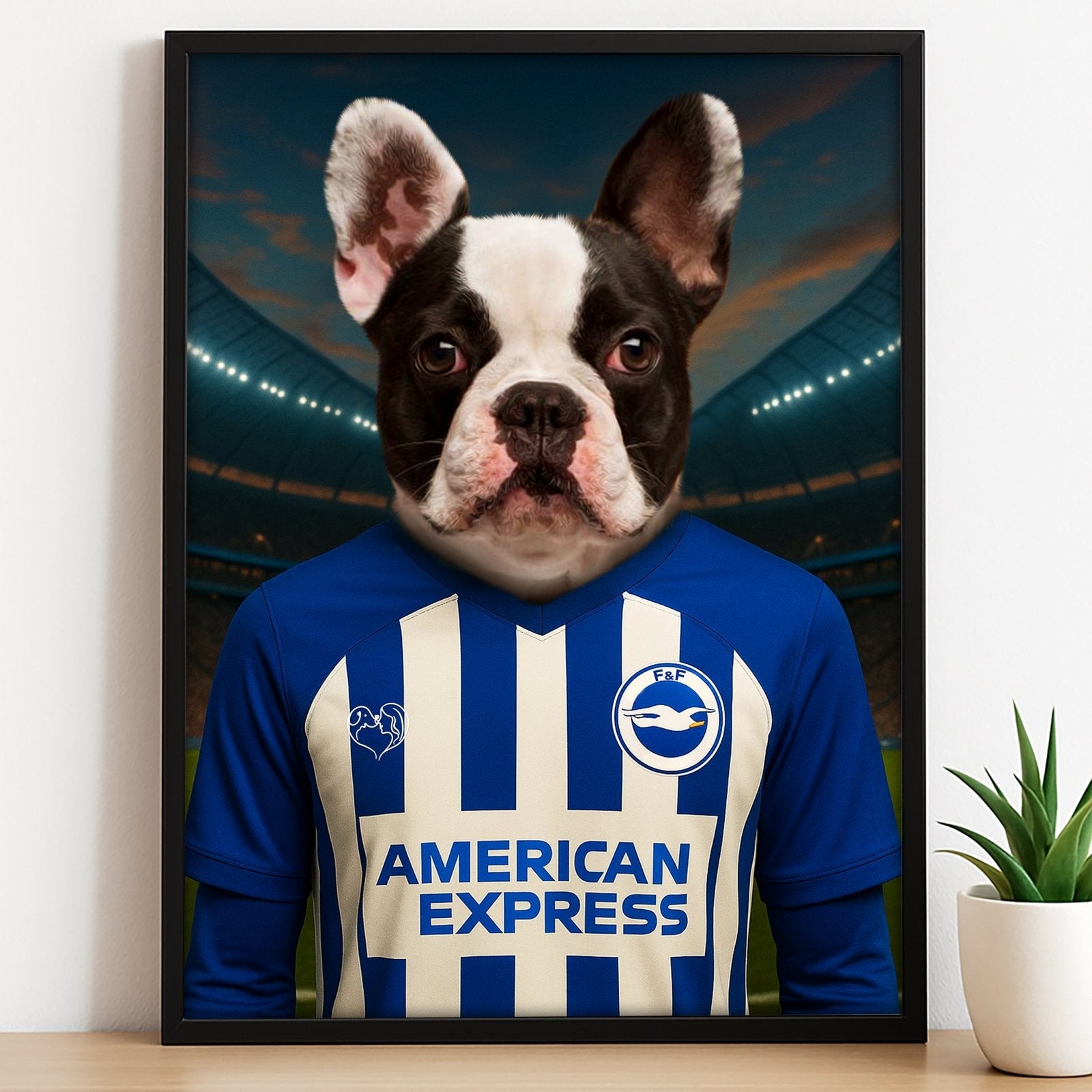 Custom Brighton & Hove Albion Pet Portrait - Pet Sports Theme - 1 Pet - Furr and Family