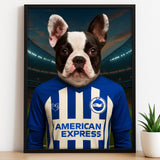 Custom Brighton & Hove Albion Pet Portrait - Pet Sports Theme - 1 Pet - Furr and Family