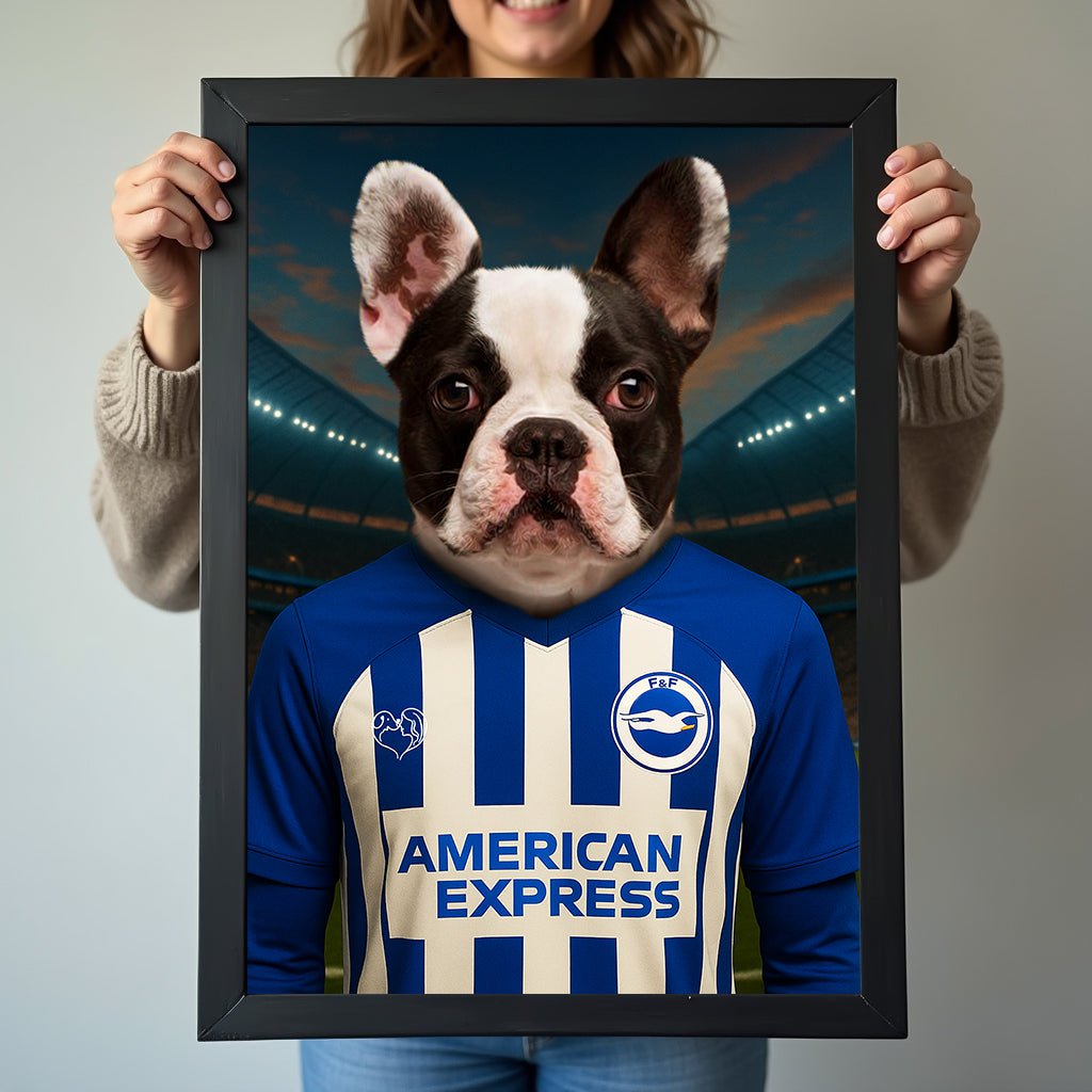Custom Brighton & Hove Albion Pet Portrait - Pet Sports Theme - 1 Pet - Furr and Family