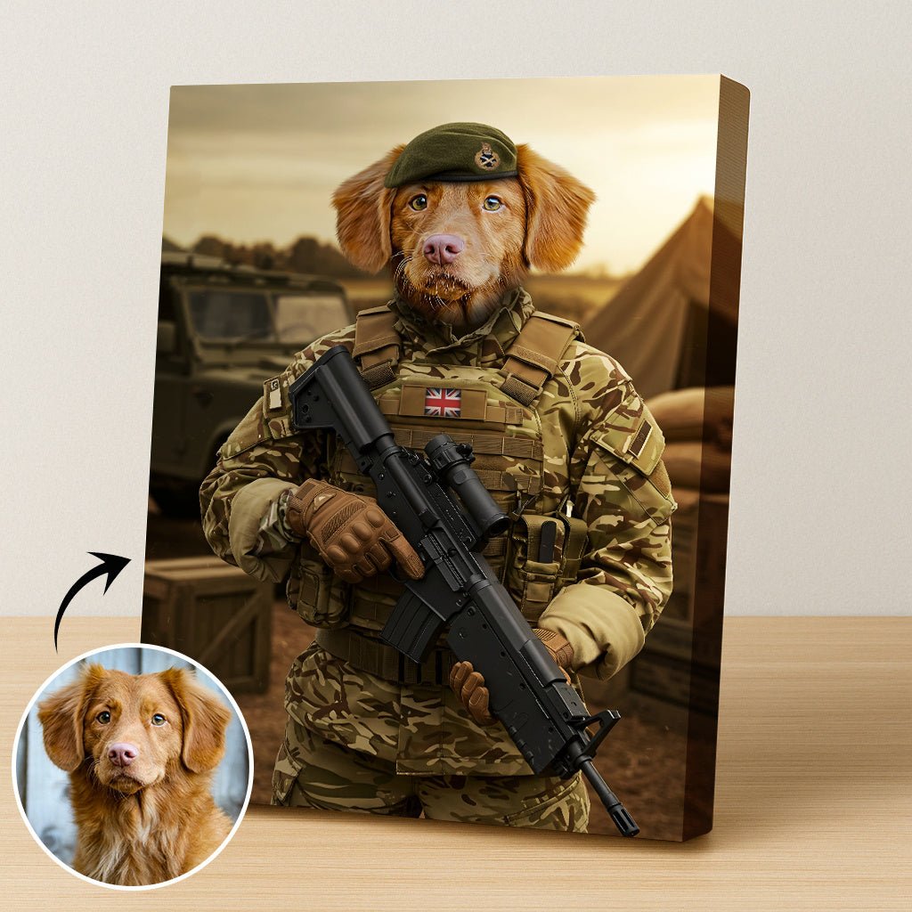 Custom British Army Pet Portrait | UK Military Wall Art - military art - 1 Pet - Furr and Family