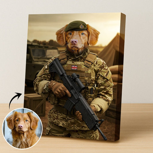 Custom British Army Pet Portrait | UK Military Wall Art - military art - 1 Pet - Furr and Family
