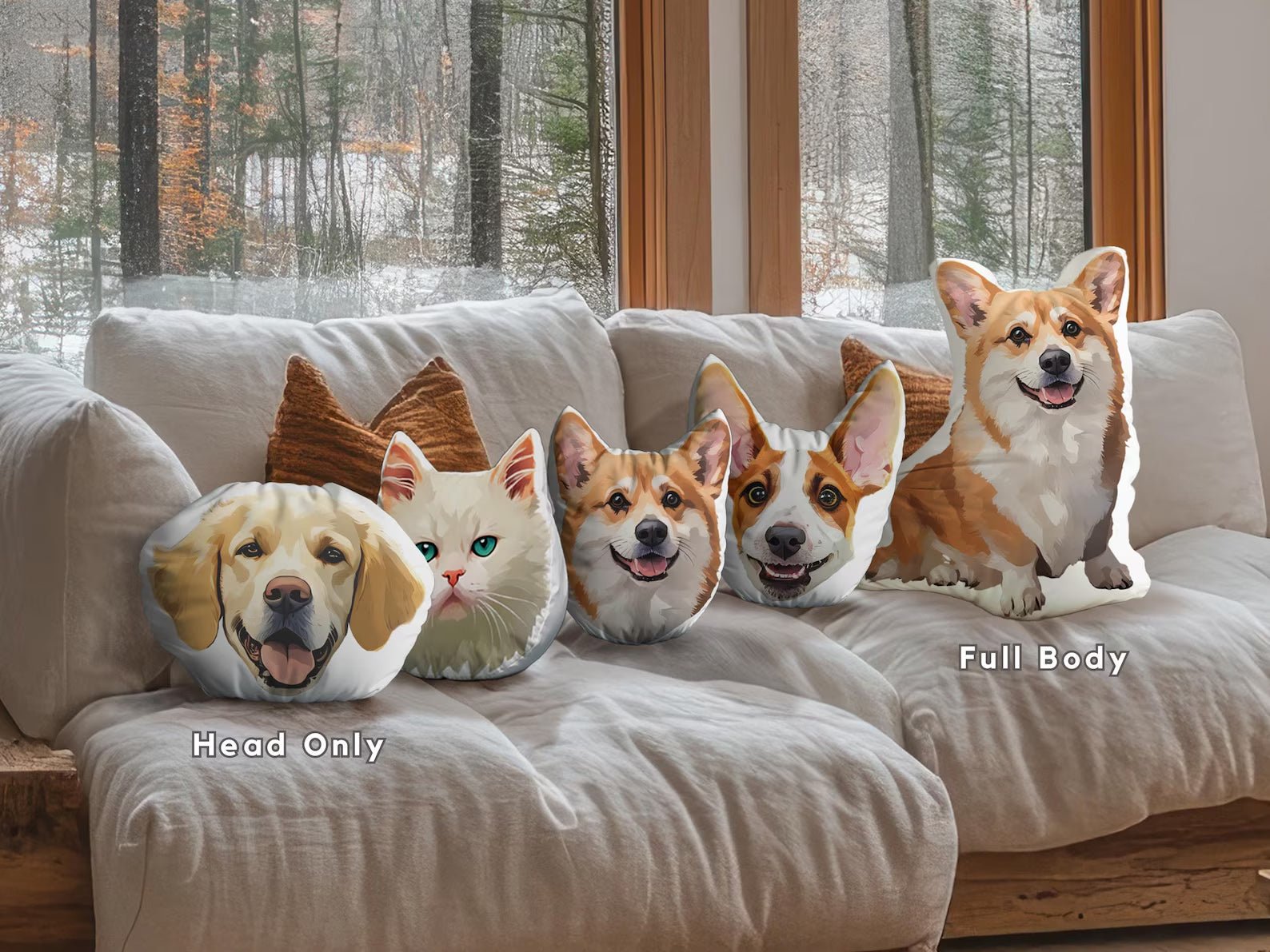 Custom Face Pillows from Pictures of Love Pets/Persons on it Personalized 3d Photo Pillow - 1 Pet - Furr and Family