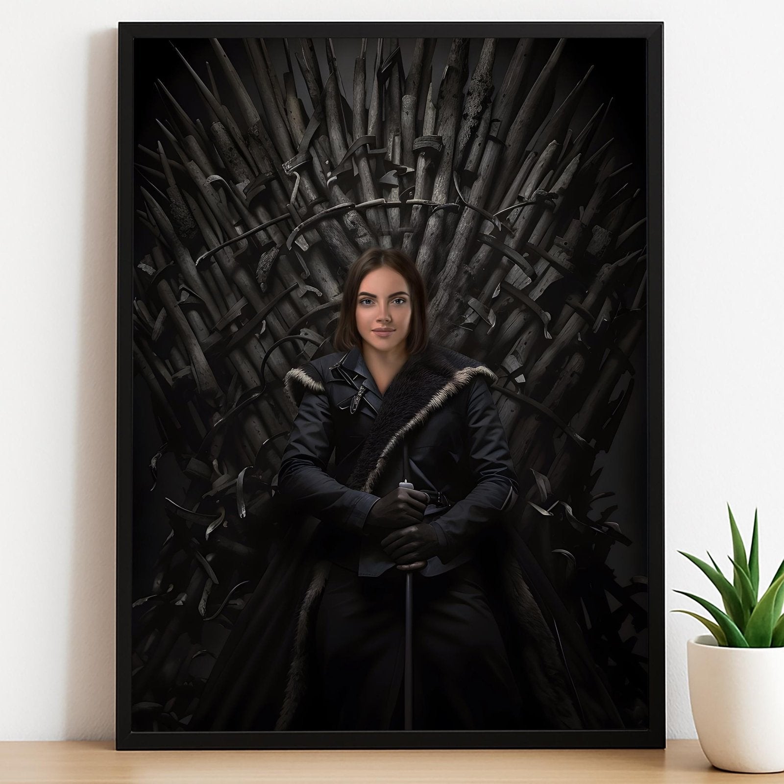 Custom Female Portrait on Iron Throne - Human Portrait - Female - Furr and Family