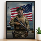 Custom Green Beret Pet Portrait | US Army Special Forces Art - military art - 1 Pet - Furr and Family