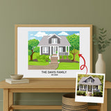 Custom House Portrait Modern art - Home Portrait - Canvas - Furr and Family