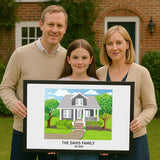 Custom House Portrait Modern art - Home Portrait - Canvas - Furr and Family