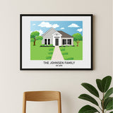 Custom House Portrait Modern art - Home Portrait - Canvas - Furr and Family