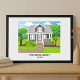 Real estate closing gift with custom house drawing