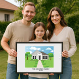First home portrait illustration for couples