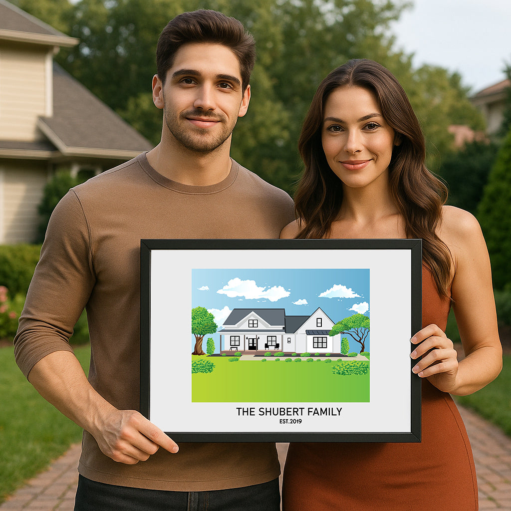 Modern custom house wall art with frame