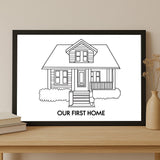 Custom House Portrait Sketch line art - Home Portrait - Canvas - Furr and Family