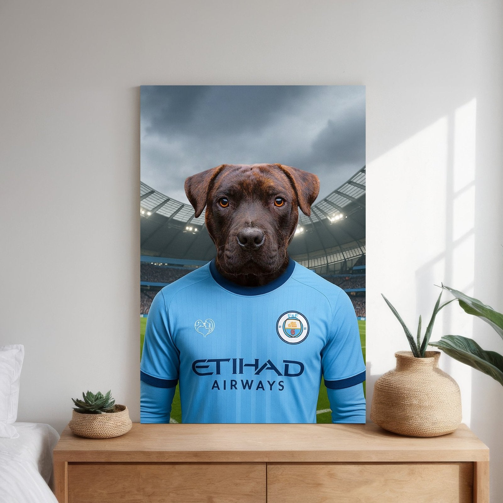 Custom Manchester City Pet Portrait - Pet Sports Theme - 1 Pet - Furr and Family