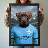 Custom Manchester City Pet Portrait - Pet Sports Theme - 1 Pet - Furr and Family