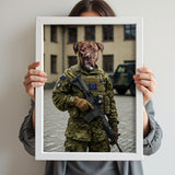 Custom Military Pet Portrait | European Army Theme - Casual - 1 Pet - Furr and Family