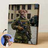 Custom Military Pet Portrait | European Army Theme - Casual - 1 Pet - Furr and Family