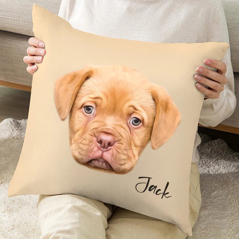 Custom Pet Face Oil Painting Square Pillow - 1 Pet - Furr and Family