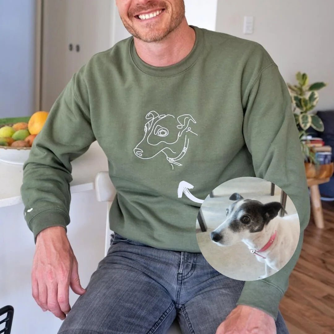 Custom Pet Head Embroidered Line art Mom & Dad Tshirts - Sweatshirts & Hoodies - Hoodie - 1 Pet - Furr and Family