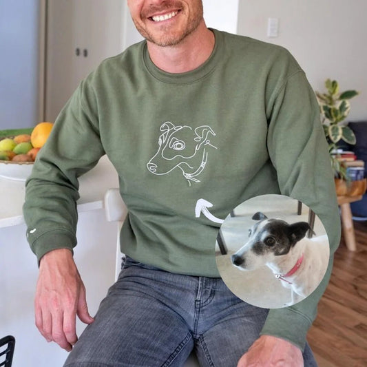 Custom Pet Head Embroidered Line art Mom & Dad Tshirts - Sweatshirts & Hoodies - Hoodie - 1 Pet - Furr and Family