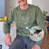 Custom Pet Head Embroidered Line art Mom & Dad Tshirts - Sweatshirts & Hoodies - Hoodie - 1 Pet - Furr and Family