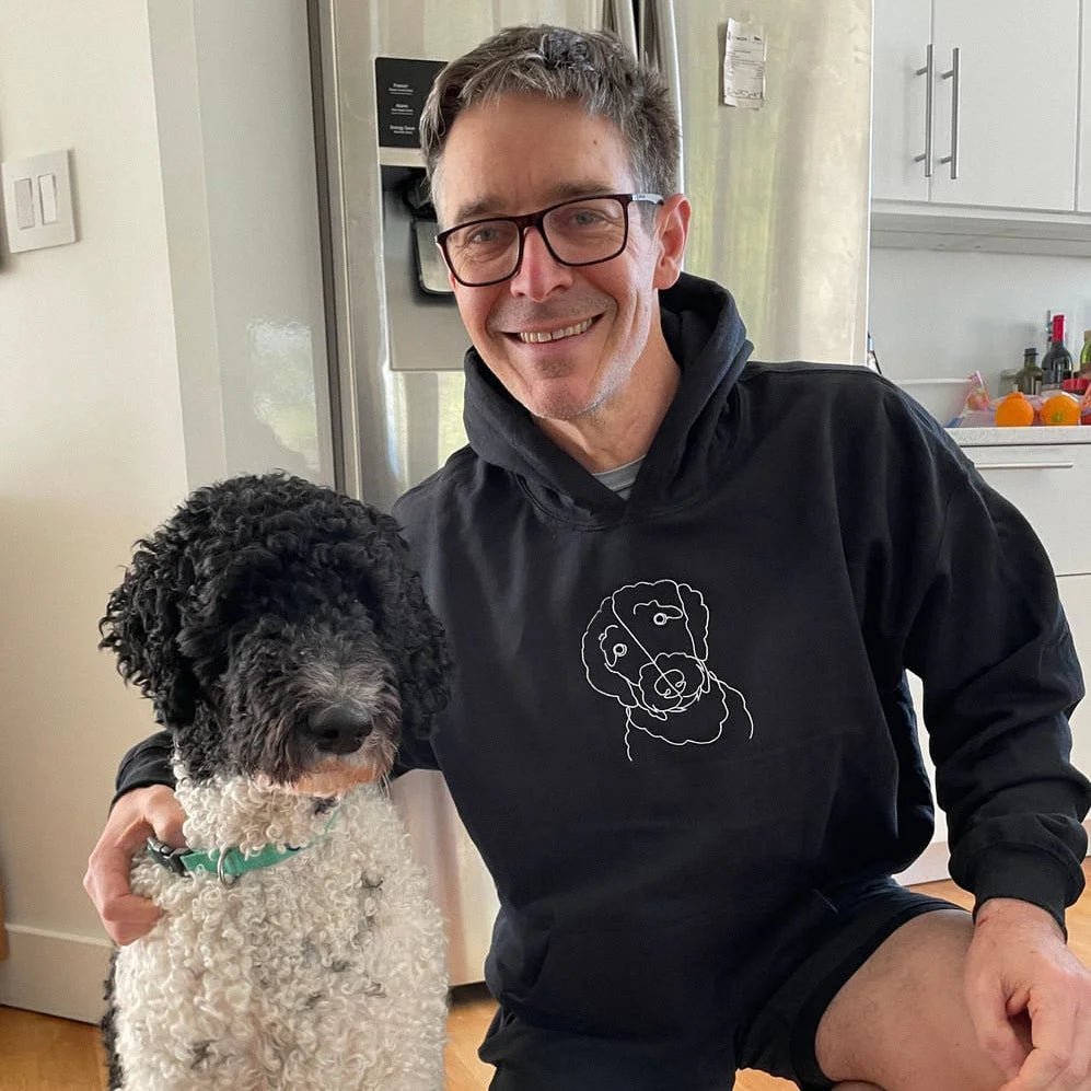 Custom Pet Head Embroidered Line art Mom & Dad Tshirts - Sweatshirts & Hoodies - Hoodie - 1 Pet - Furr and Family