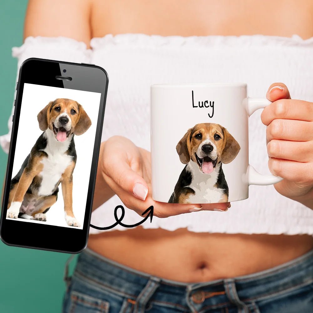 Custom Pet Mug – Personalized Dog & Cat Portrait Coffee Cup with Pet Name - 1 Pet - Furr and Family