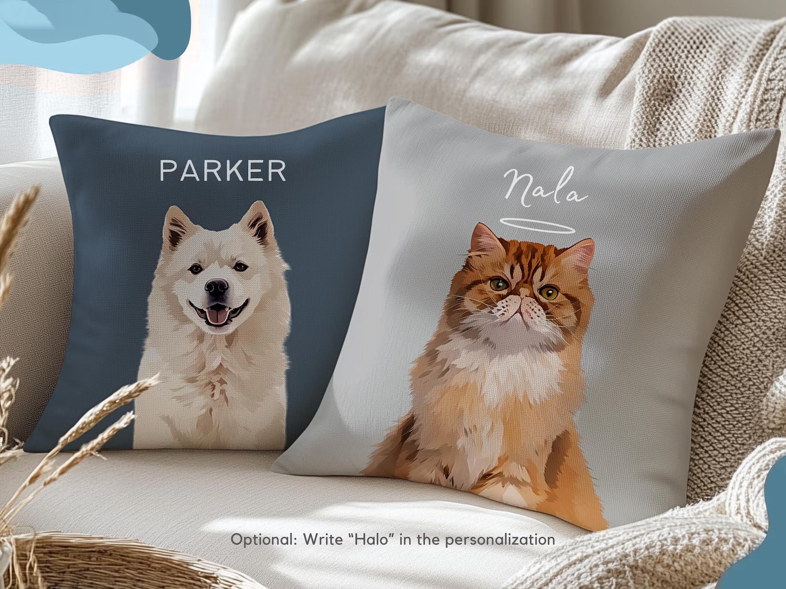 Custom Pet Pillow – Personalized Pet Portrait Cushion with Pet Name - 1 Pet - Furr and Family