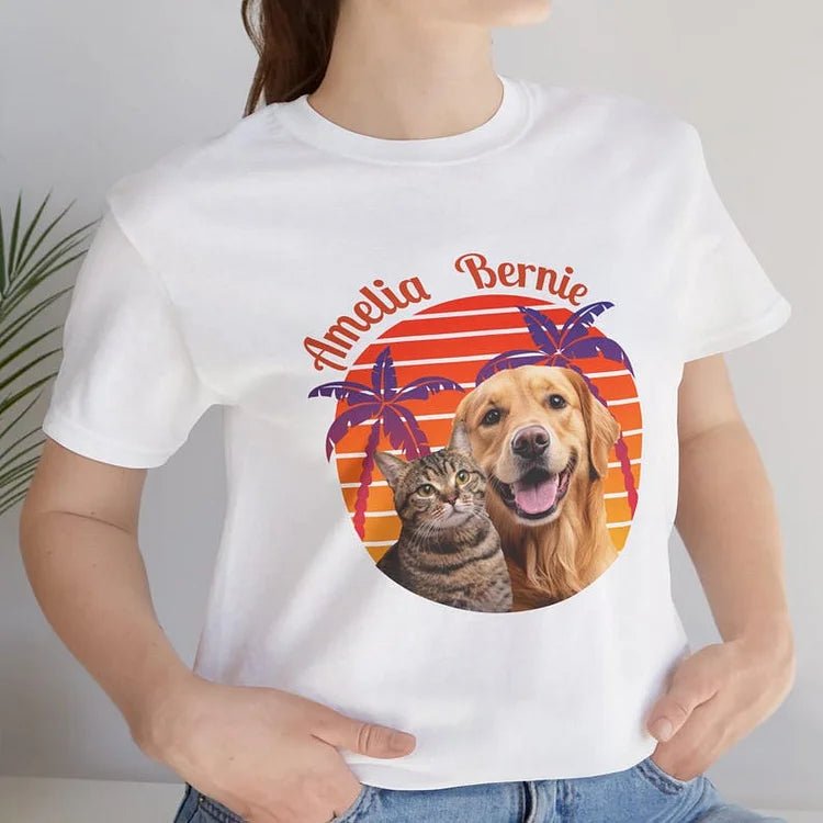 Custom Retro Pet T-shirt – Personalized Cat or Dog Shirt with Photo, Vintage Style for Retro Lovers - Vintage Print Apparel - 1 Pet - Furr and Family