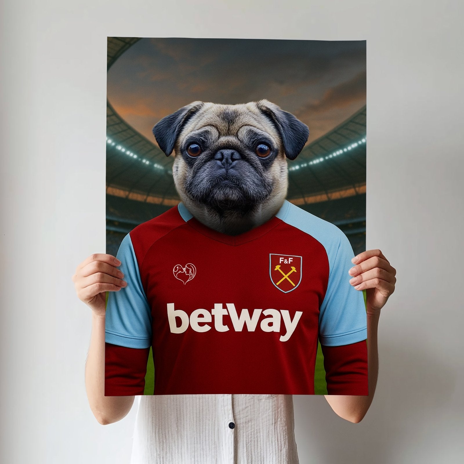 Custom West Ham United Pet Portrait - Pet Sports Theme - 1 Pet - Furr and Family