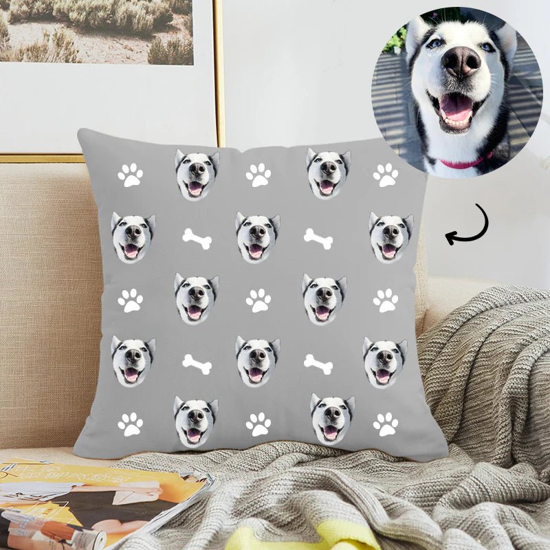 Customized Pet Multi - Face Square Pillow with Bones, Double - Sided Printing - 1 Pet - Furr and Family