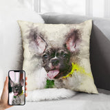 Custom Colorful Pet Portrait Square Pillow, Hand Drawing Dog Memorial Gift for Pet Owners