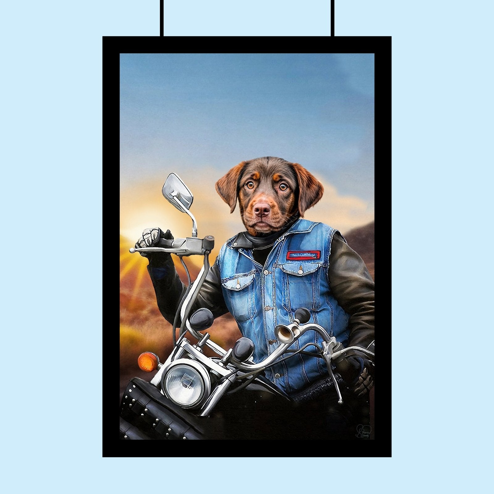 Biker Dog Custom Pet Portrait – Personalized Pet Art Canvas | Furr and Family - 1 Pet - Furr and Family