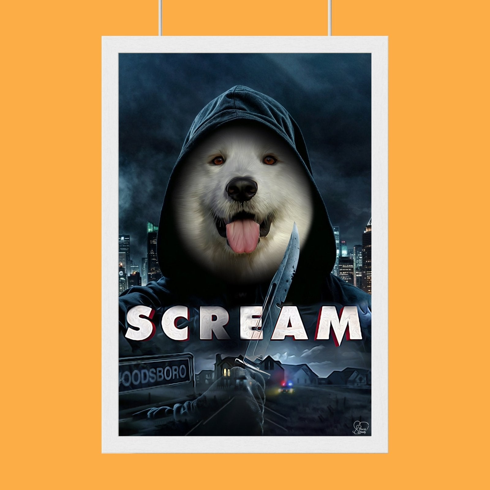 Death Scream Halloween Pet Portrait - Custom Pet Portrait - 1 Pet - Furr and Family