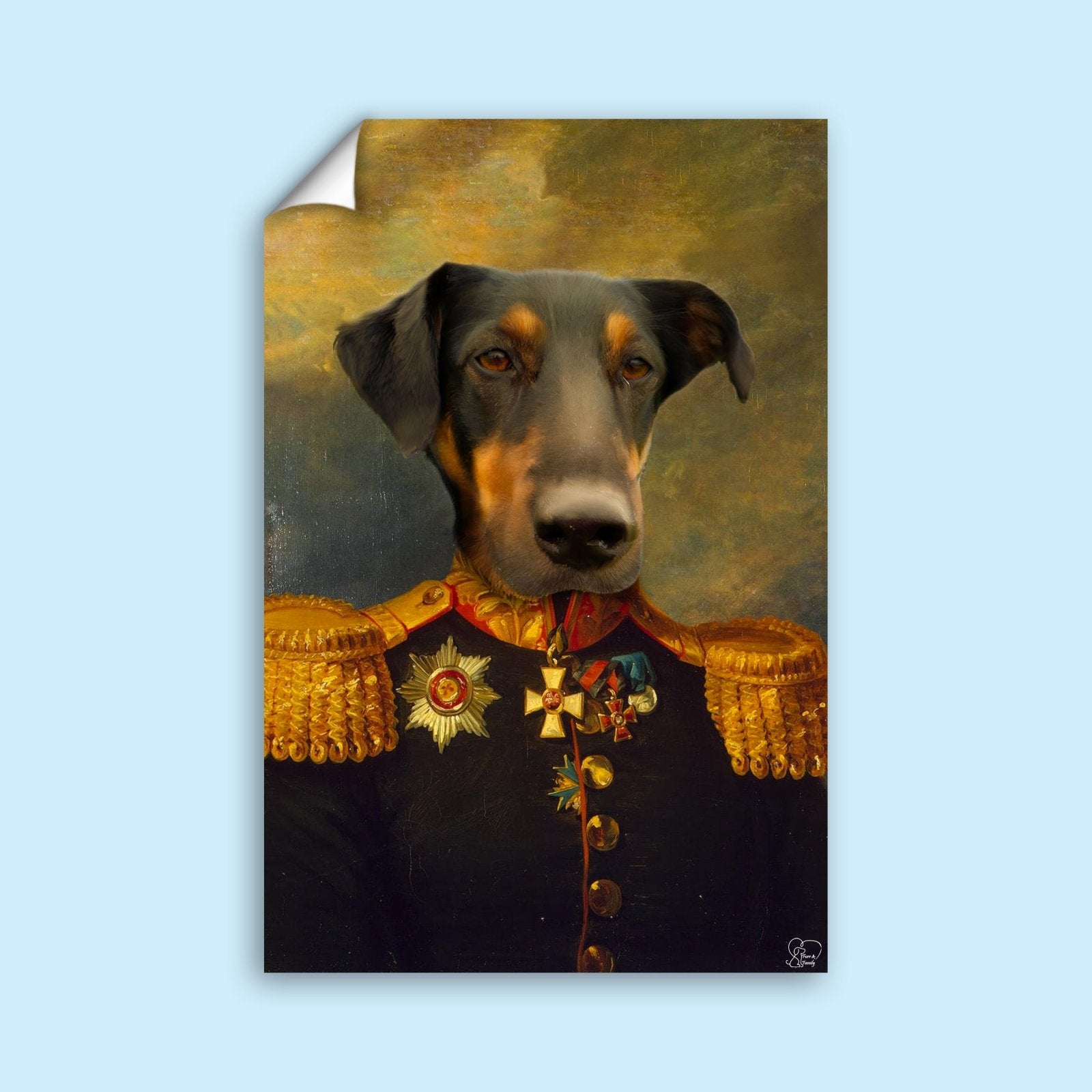 The Army Captain Pet - Custom Pet Portrait - 1 Pet - Furr and Family