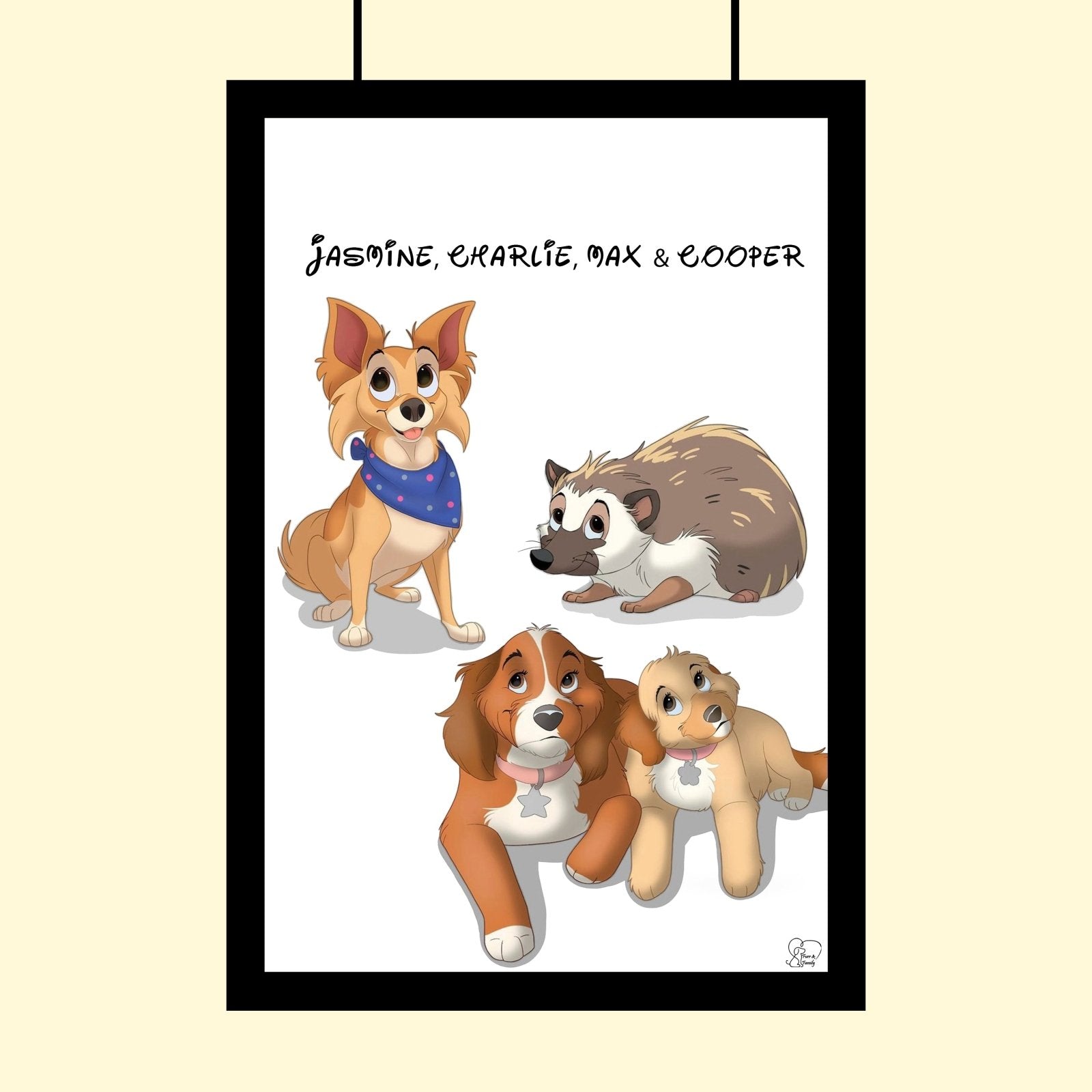 Disney Pet Art Style - Custom Pet Portrait - Disney Pet Portrait - 1 Pet - Furr and Family