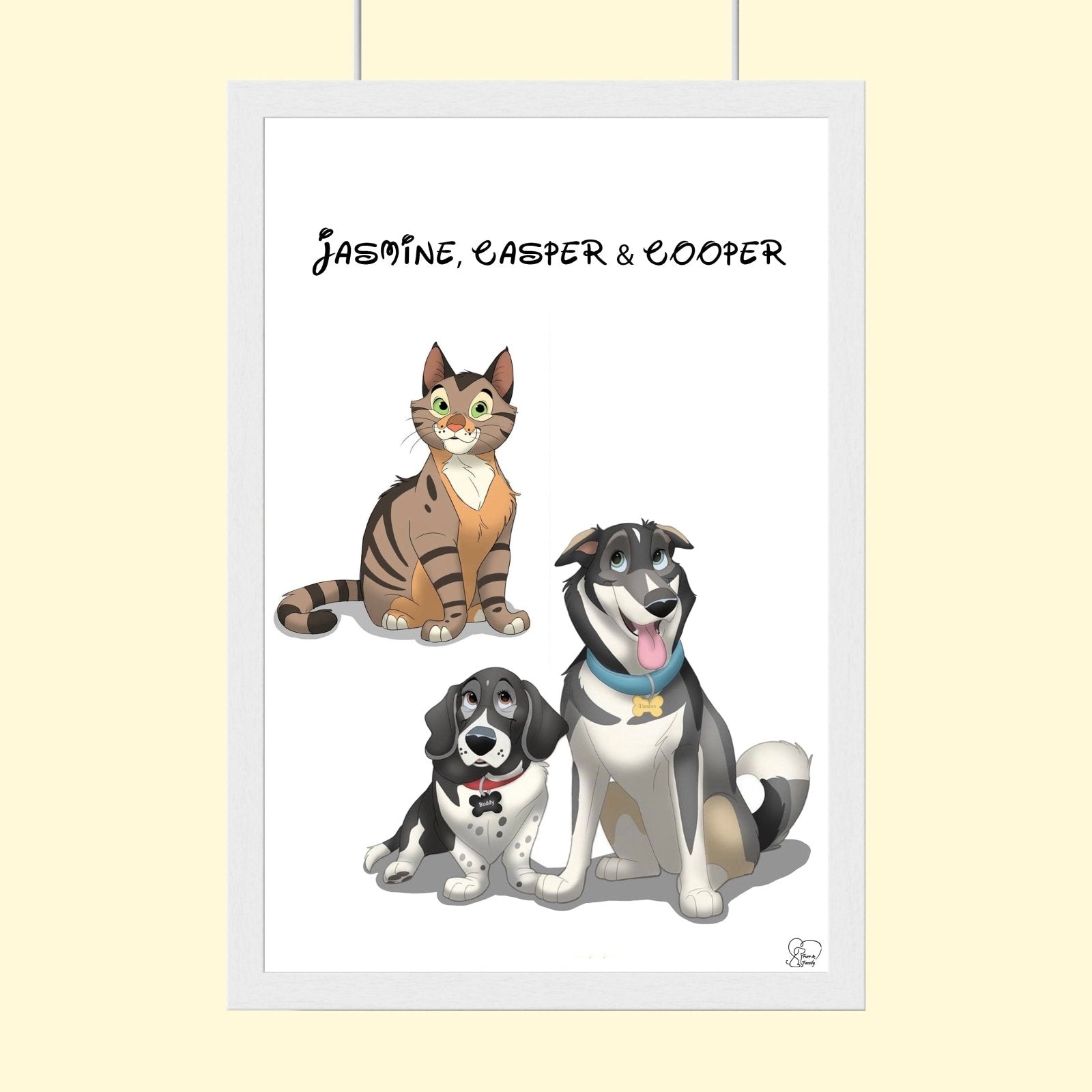 Disney Pet Art Style - Custom Pet Portrait - Disney Pet Portrait - 1 Pet - Furr and Family