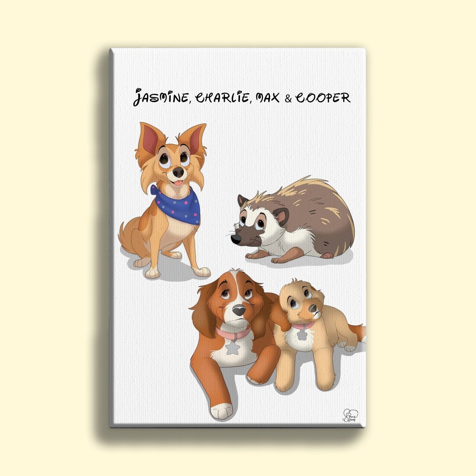 Disney Pet Art Style - Custom Pet Portrait - Disney Pet Portrait - 1 Pet - Furr and Family