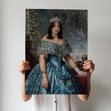 Elegant Teal Renaissance Queen Portrait - Human Portrait - Female - Furr and Family