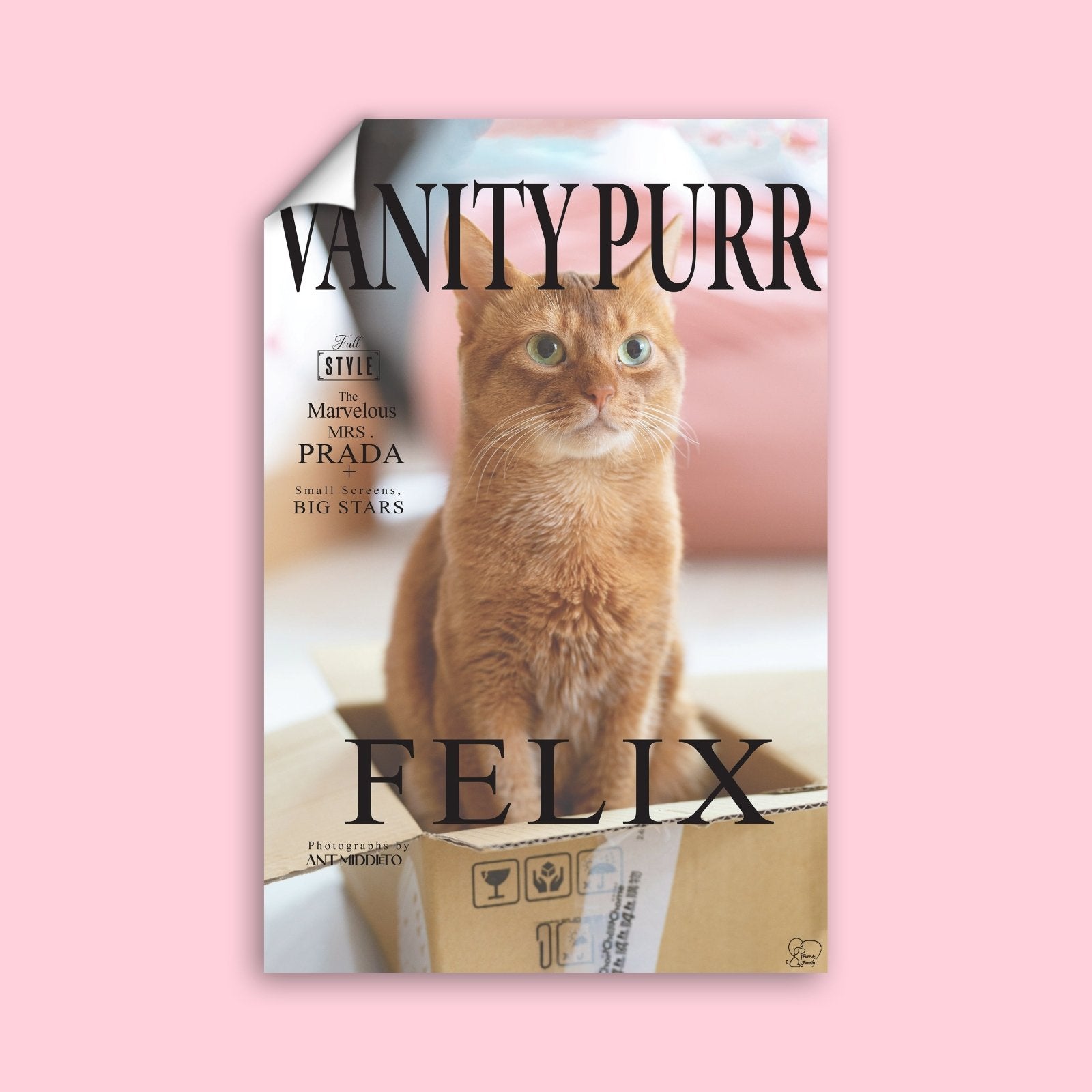 Famous Pet Magazine Covers - Custom Pet Portrait - 1 Pet - Furr and Family