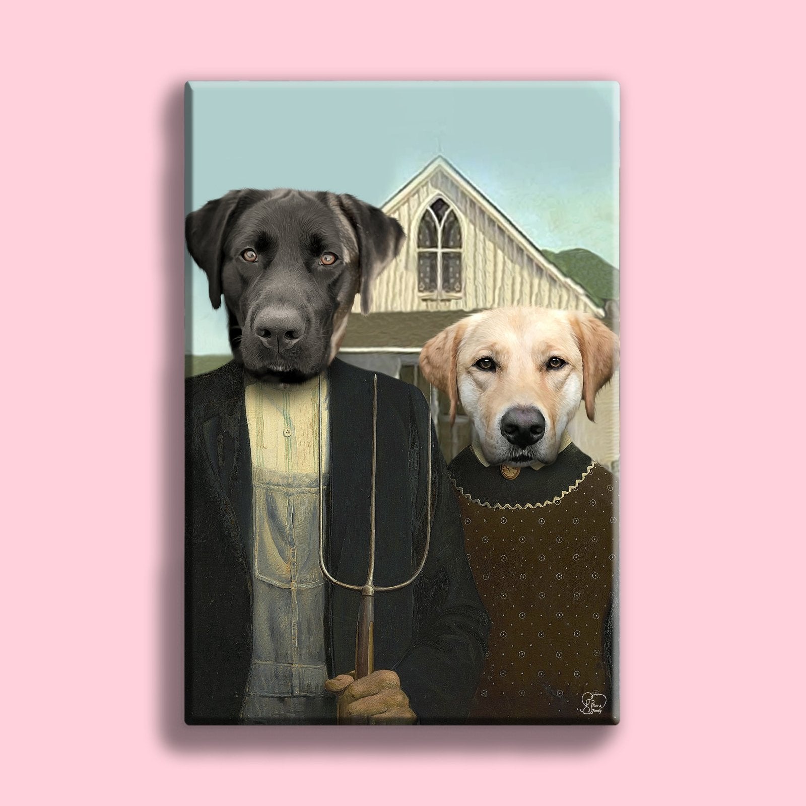 Farmer and Wife - Custom Pet Portrait - 2 Pets - Furr and Family