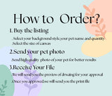 Floral Pet Cartoon - Custom Pet Portrait - 1 Pet - Furr and Family