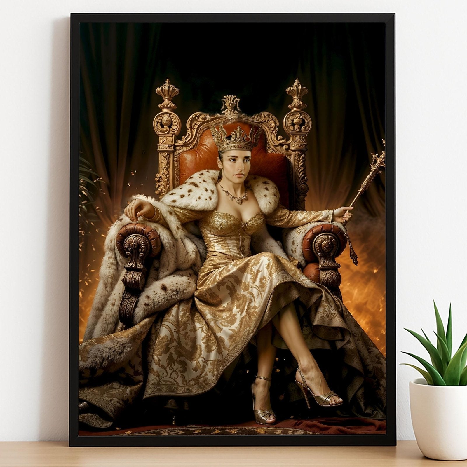 Golden Throne Queen Artwork - Human Portrait - Female - Furr and Family