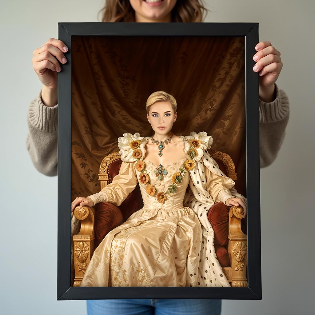 Golden Throne Queen Renaissance Painting - Human Portrait - Female - Furr and Family