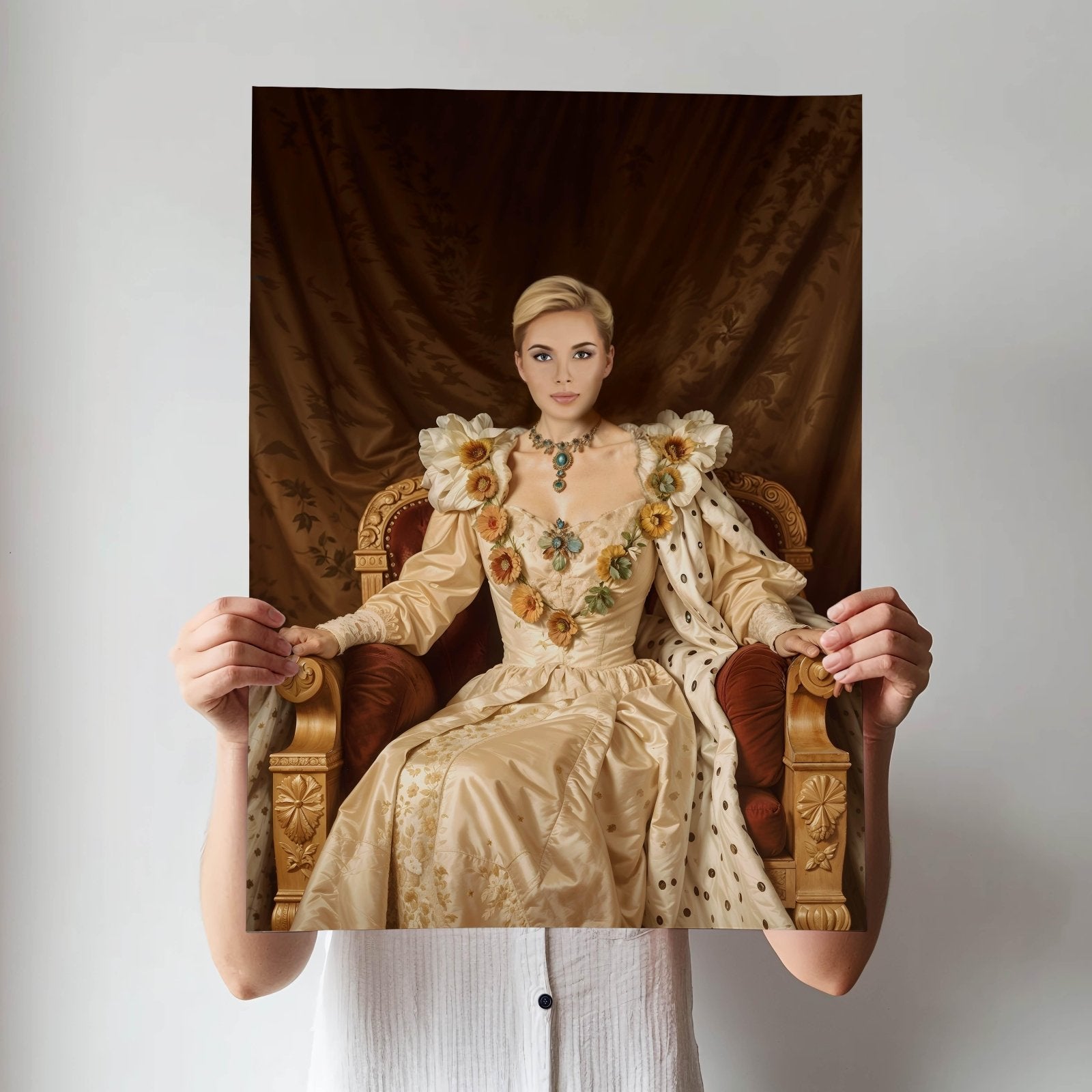 Golden Throne Queen Renaissance Painting - Human Portrait - Female - Furr and Family