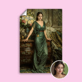 Green Dress Royal Portrait - Human Portrait - Female - Furr and Family
