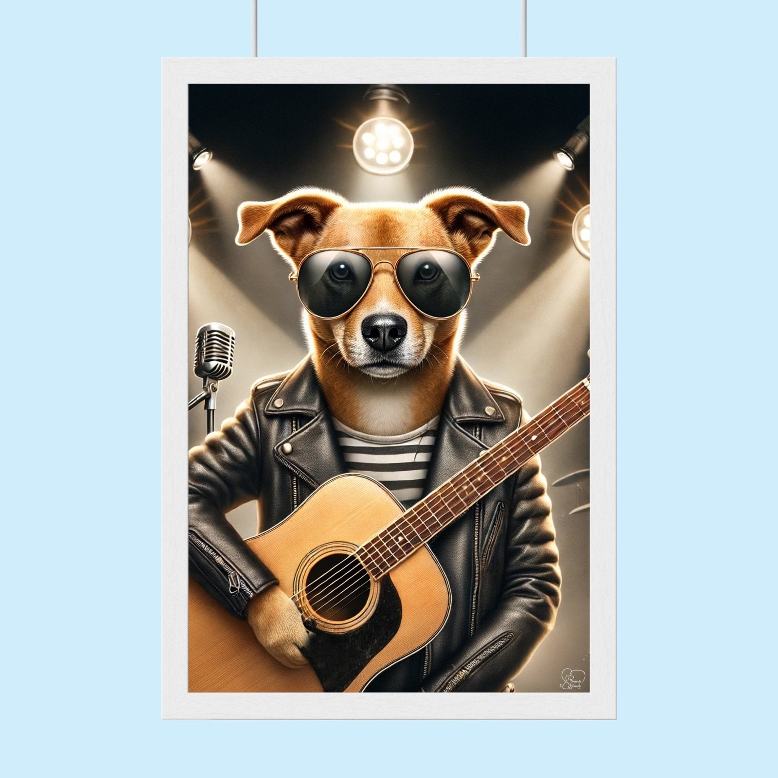 Guitarist Pet Portrait – Custom Rockstar Pet Art - 1 Pet - Furr and Family