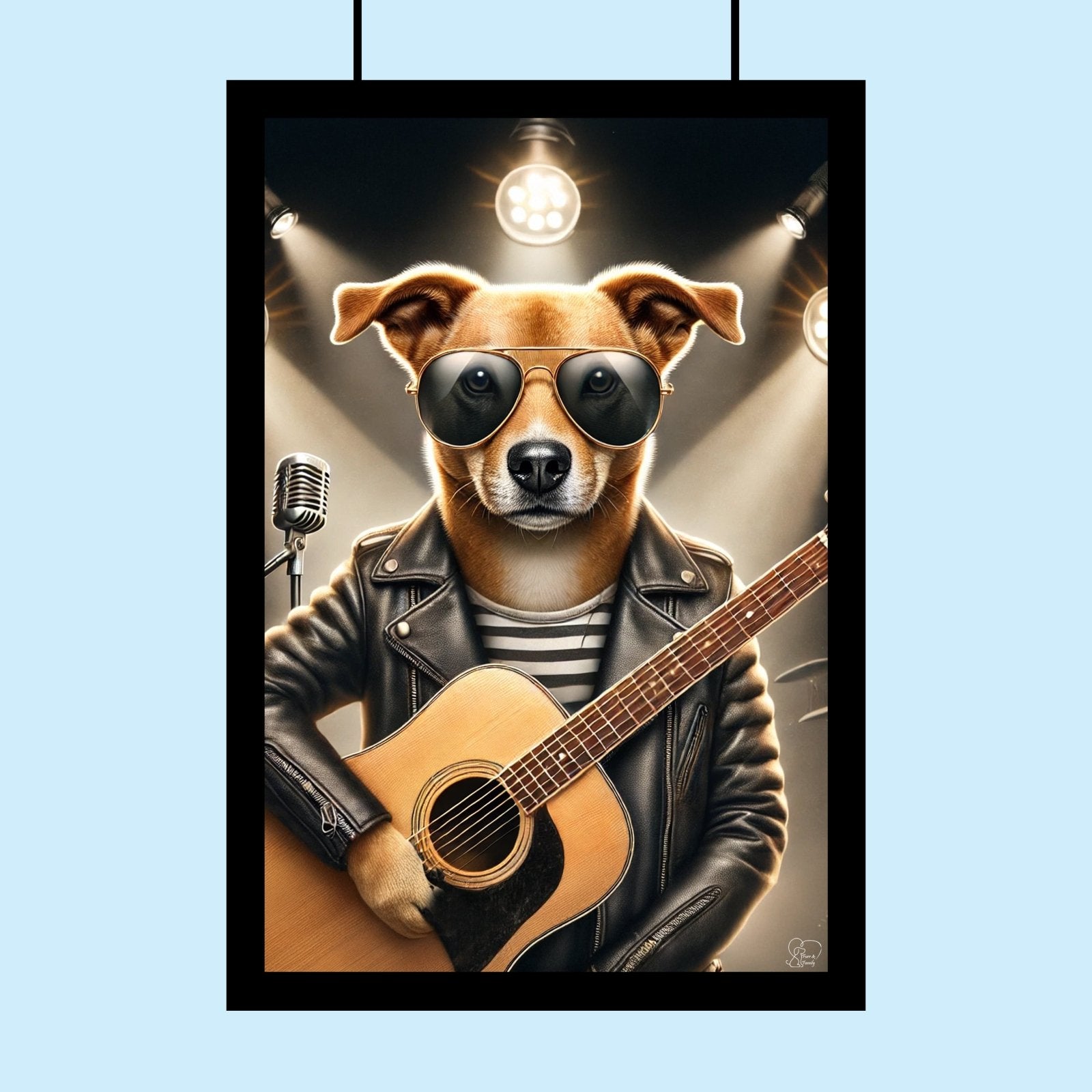 Guitarist Pet Portrait – Custom Rockstar Pet Art - 1 Pet - Furr and Family