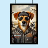 Harley Davidson Pet Portrait – Custom Biker Pet Art - 1 Pet - Furr and Family