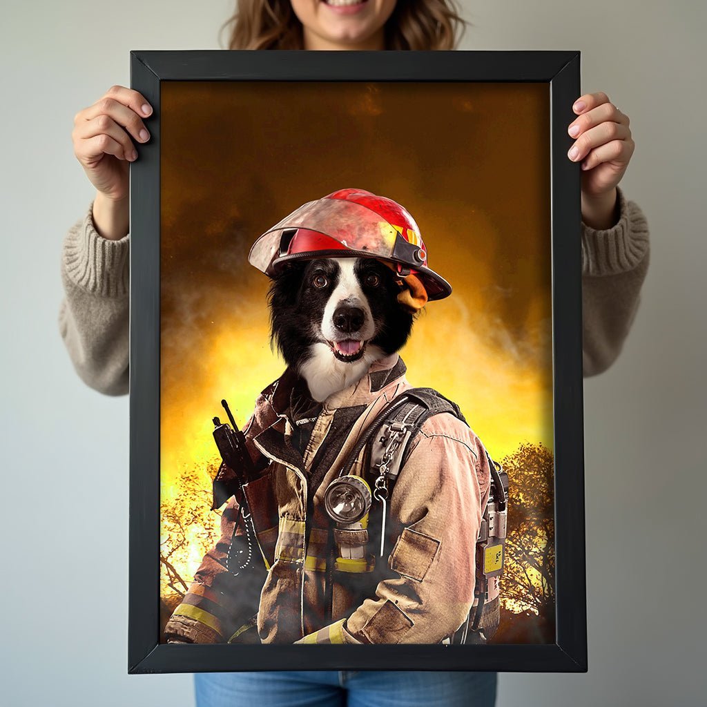 Heroic Firefighter - Custom Pet Portrait - 1 Pet - Furr and Family